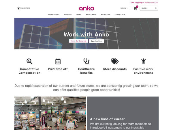 The Anko careers page design