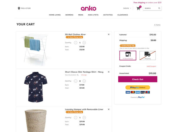 The Anko cart page design