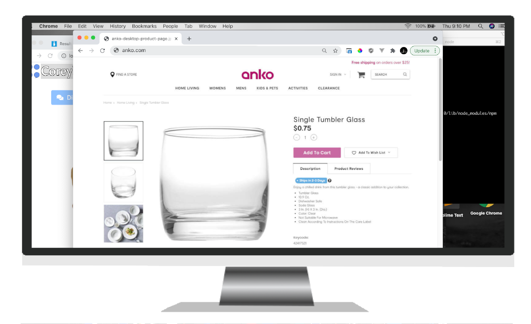 The Anko online store on a desktop browser