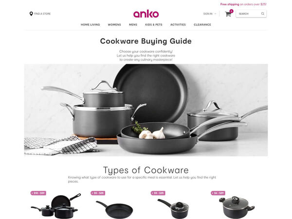 An Anko buying guide page design
