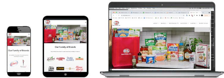 The B&G Foods site on phone, tablet and laptop