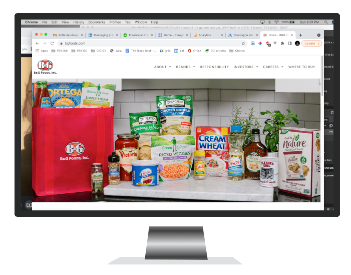 The B & G Foods corporate site on a desktop browser