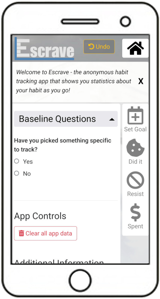 The Better Later app open on a phone, showing its habit tracking controls